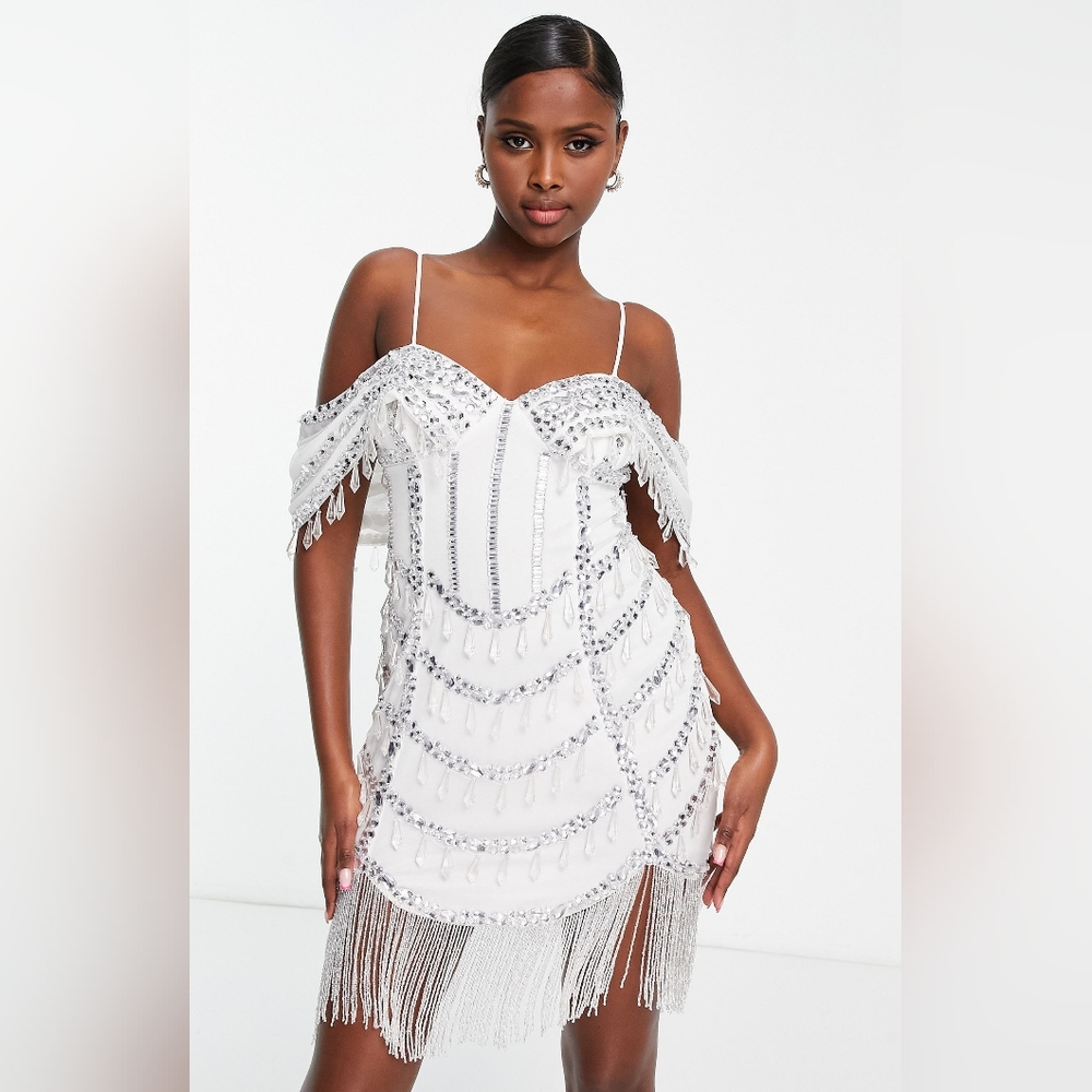 ASOS DESIGN Embellished Fringe Cocktail Dress